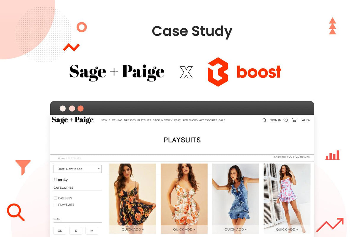 Site search usage on Sage and Paige increased 4x after using Boost Product Filter & Search