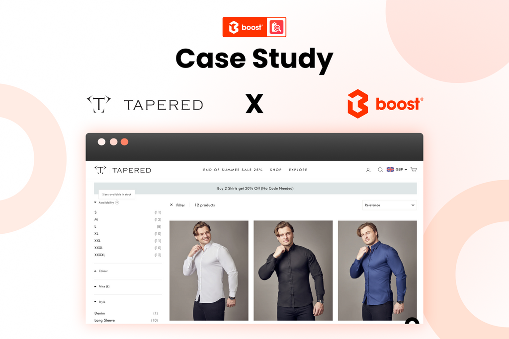 Case Study: Tapered Menswear's Journey with Boost AI Search & Discovery To Gain 3.53% In CR